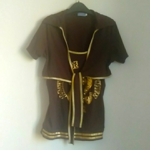 Sexy tank top and crop Jacket brown and gold colour - Picture 3 of 11